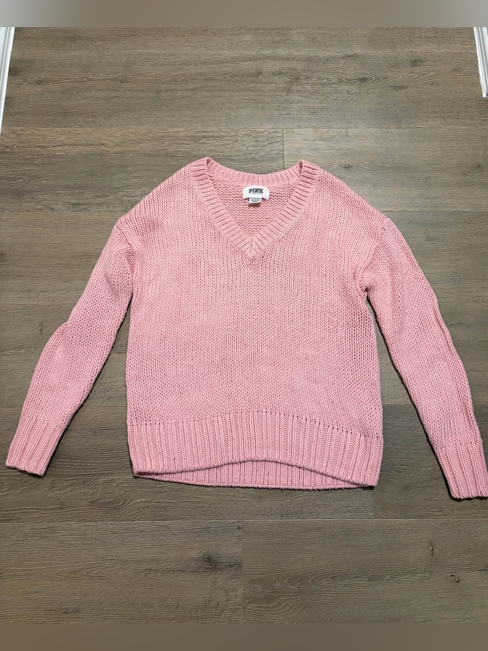 PINK Victoria's Secret Soft Pink V-Neck Knit Sweater